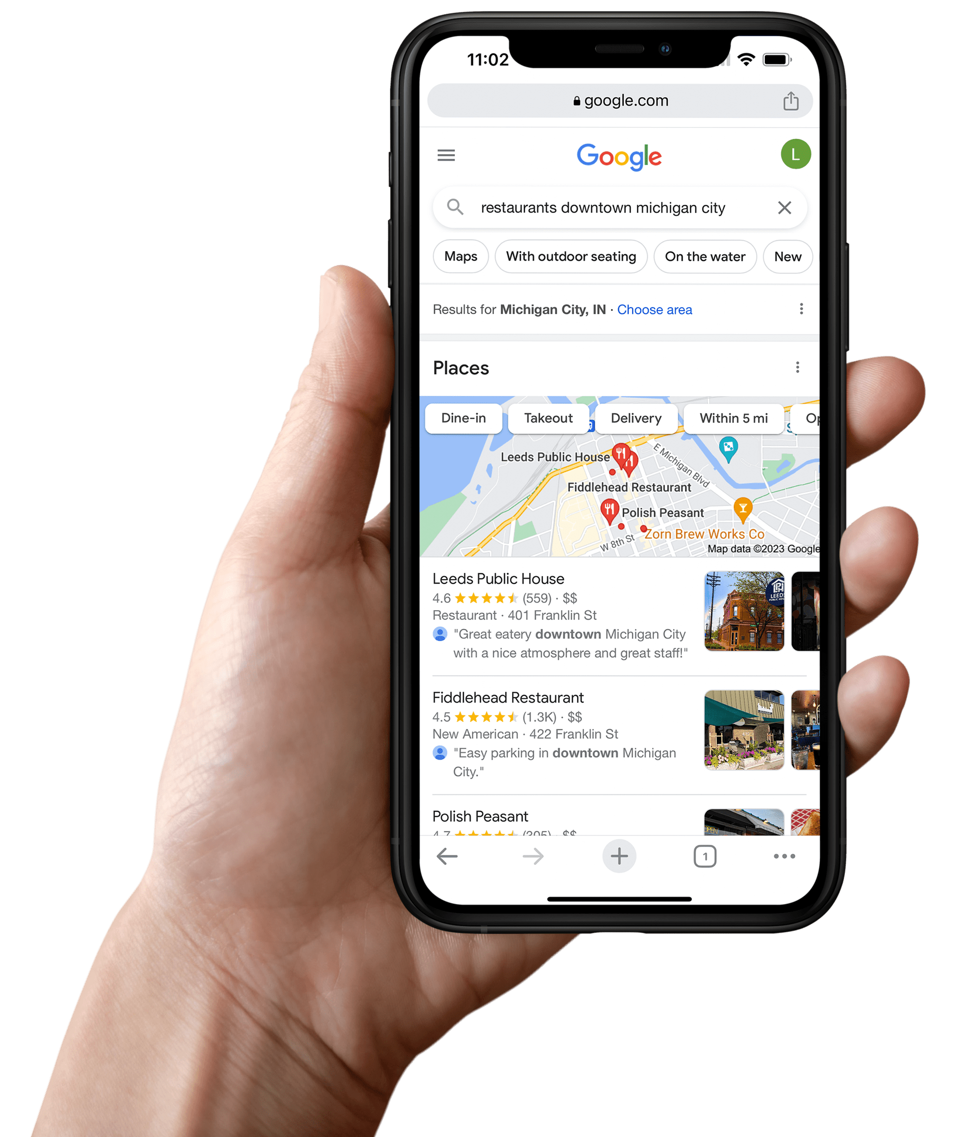 digital-marketing-mockup michigan city restaurant digital marketing search results