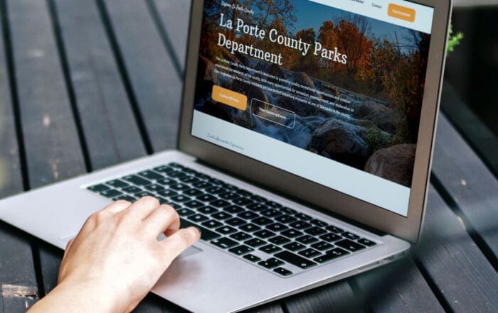 la porte county parks website on a laptop