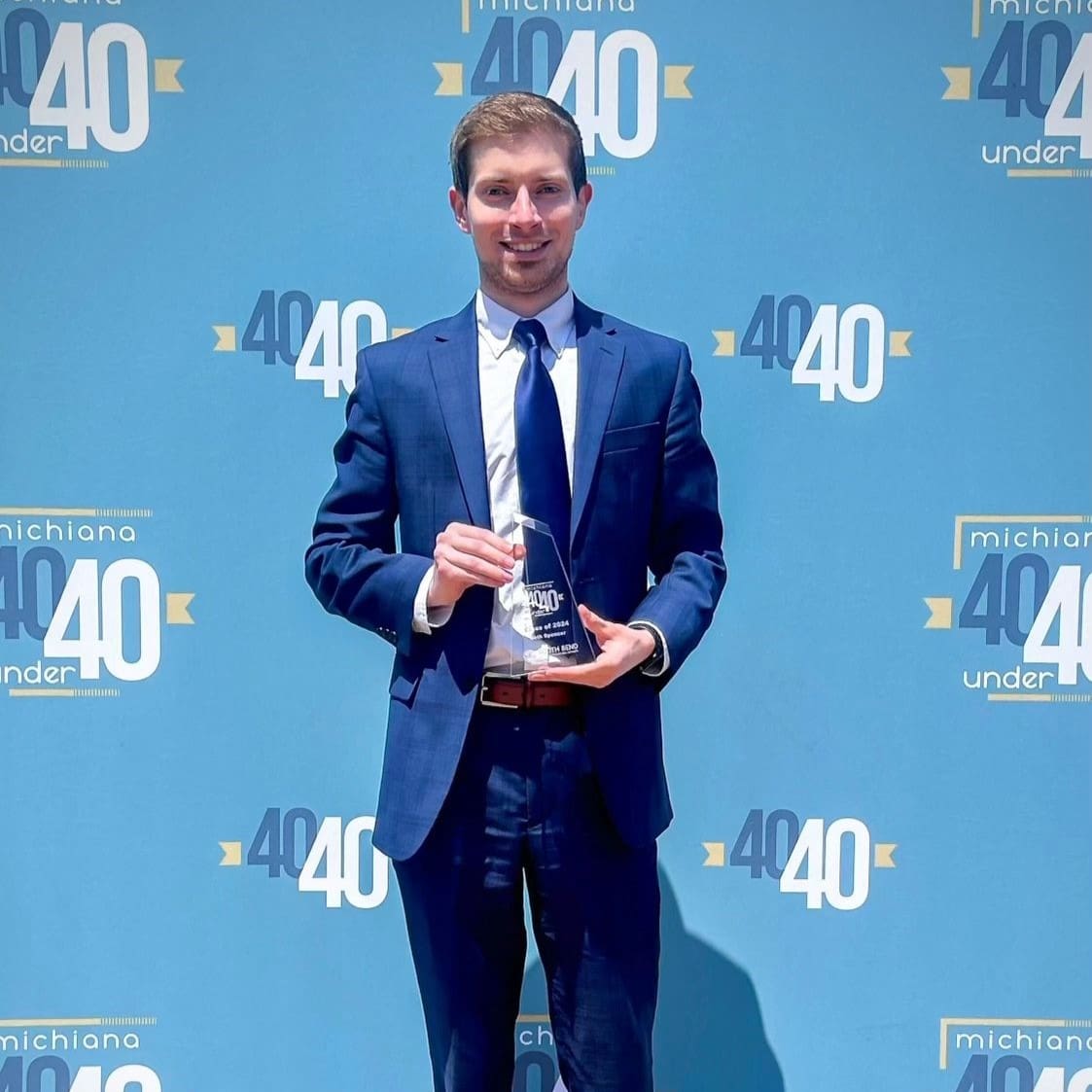 Seth Spencer, Owner & Founder of Sera Group, with Michiana 40 Under 40 Award